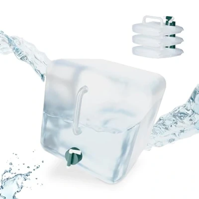 Immagine di Relaxdays Tanica da Campeggio Pieghevole, Set 4, Recipienti con Rubinetto, Senza BPA, 20 Litri, Trasparente Verde