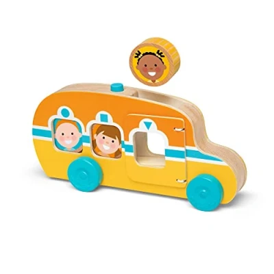 Immagine di Melissa &amp; Doug GO Tots Autobus in legno con 3 Dischi, Giocattoli per bambini piccoli, di sviluppo neonati, 12 mesi+, Regalo Bimbo e Bimba