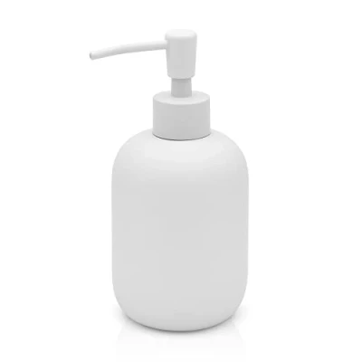 Immagine di Inbagno Dispenser Sapone Liquido Soft Touch, in Ceramica Grigio Chiaro, Texture Morbida (Dispenser Sapone, Chiaro)