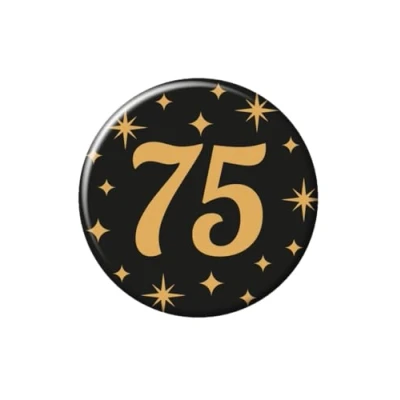 Immagine di PD Party 7032311 Classy Festa Distintivo/Spillo Badge Celebrazione 75, Oro/Nero, 5.5cm Lunghezza x Larghezza 0.5cm Altezza