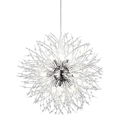 Immagine di EFPD Lampadario fuochi d&#039;artificio, in cristallo G9, utilizzato per l&#039;illuminazione di camera da letto, sala pranzo, soggiorno e isola cucina (Argento 9T)