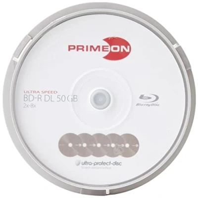 Immagine di Primeon 2761311 Blu ray BD R DL vergine 50 GB 10 pz. Torre Rivestimento antigraffio