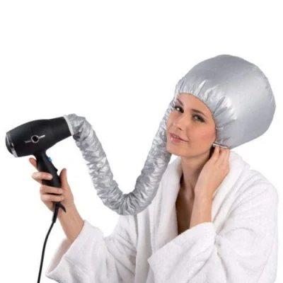 Immagine di Bonnet Casco per Asciugatura Cuffia Asciugacapelli con Elastico Attacco a Phon, Grigio