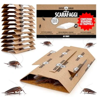 Immagine di Super Ninja Distruttore di Scarafaggi 60 Trappole Trappola per Altamente Efficace ed Ecologica Facile da Usare Fino a 3 Mesi