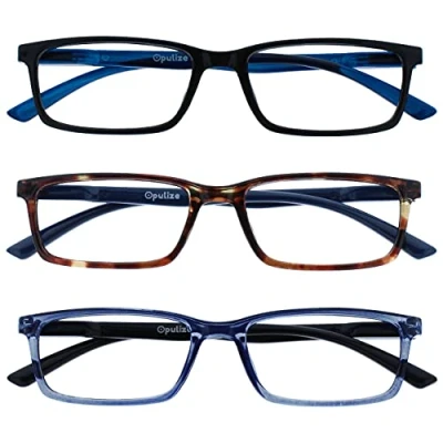 Immagine di OPULIZE See Occhiali Filtro Set da 3 Luce Blu Montatura Stretta Cerniere a Molla Migliorano il Sonno Gaming Computer Anti Riflesso Nero Marrone Trasparente Uomo Donna BBB9 123 +0.00