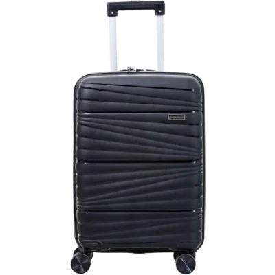 Immagine di Trolley rigido bagaglio a mano, approvato dalla maggior parte delle compagnie aeree low cost, 55 cm, ESPANDIBILE!! Misure x 38 23 cm Marchio Originale Pierre Cardin (NERO)