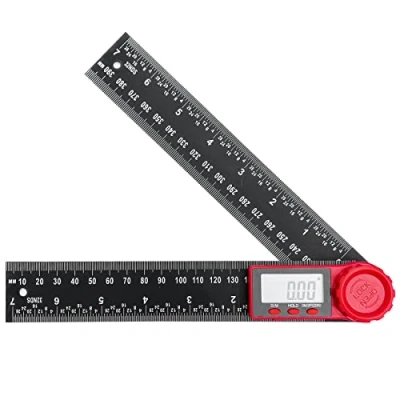 Immagine di Newaner Gognometro Digitale 2 en 1 360 con Doppia Gradazione, 200 mm Misuratore Angoli LCD e Funzione di Blocco, Righello per Ingegneria, Lavorazione del Legno, Costruzione Misurazione, Nero