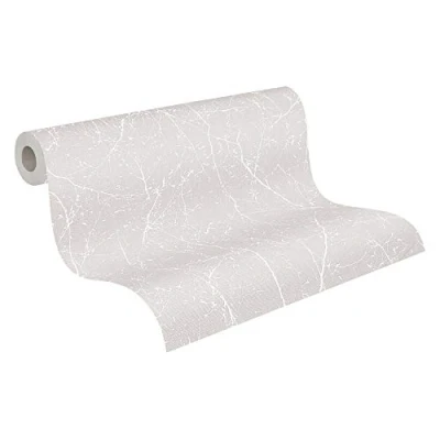 Immagine di AS. Carta da parati in tessuto non Création Elegance 3 Design scandinavo 10,05 m x 0,53 grigio metallizzato bianco 305071