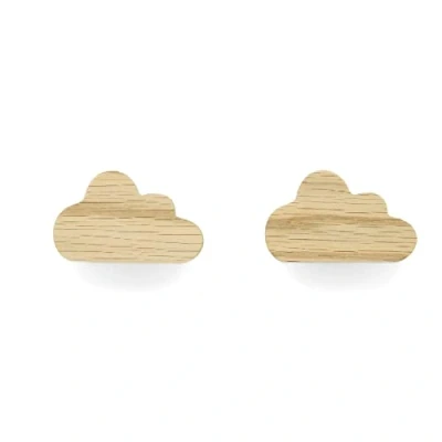 Immagine di 2 maniglie per mobili cameretta dei bambini in legno di quercia non trattato a forma nuvola pomelli adatti comò armadio cassetti idea regalo (2 nuvola)