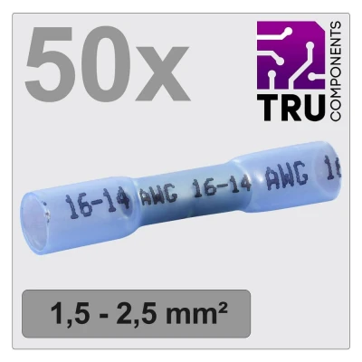 Immagine di TRU COMPONENTS TC 12888404 Giuntafilo intermedio con guaina termoretraibile 1.5 mm² 2.5 Completamente isolato Blu 50 pz.