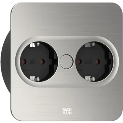 Immagine di BACHMANN Twist 2 x CEE7/3 2,0 m AEH effetto acciaio inox rettangolare