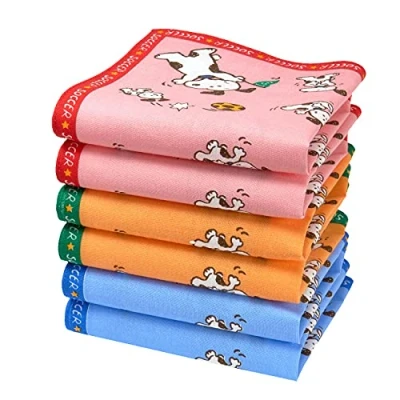 Immagine di Merrysquare Fazzoletti per Bambini 6 Pezzi 100% Cotone Misura Piccola 27 x cm Modello Soccer