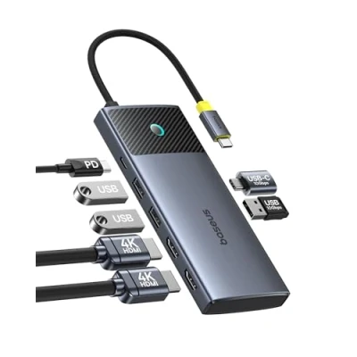 Immagine di Baseus Adattatore 7 in 1 USB C Hub Dual HDMI per MacOS con 2 HDMI, 10 Gbps A e C, 3.0, 100 W PD, Docking Station Laptop MacBook Pro Air M1 M2 M3