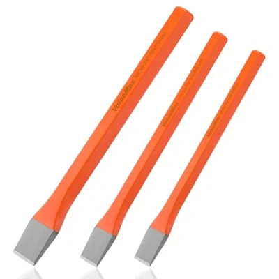 Immagine di ValueMax Set di Scalpelli da 3 Pezzi, Scalpello Piatto in Acciaio Cr V, a Freddo (10 mm, 12 16 mm), per Roccia/Pietra/Muratura/Cemento/Malta/Edilizia