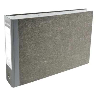 Immagine di Exacompta Cod. 53310E 1 Raccoglitore a leva anelli D Dorso 70mm in balacron grigio Carta marmorizzata F.to esterno 24x37cm per A4 orizzontale