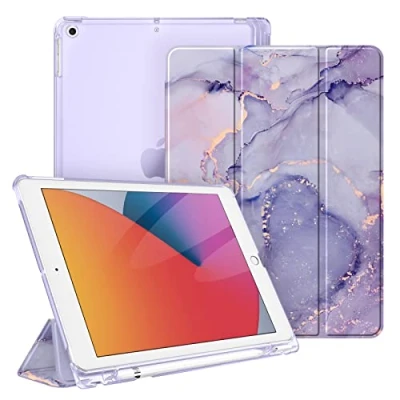 Immagine di FINTIE Custodia per iPad 10.2 Pollici 9a / 8a 7a Generazione (2021 2020 2019) con Built in Pencil Holder Sottile Leggero Semi Trasparente Cover Case Auto Sveglia/Sonno, Giallo