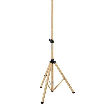 Immagine di Pronomic SPS 1S HO supporto per Altoparlente in acciaio diffusori con treppiede Altezza 120 193 cm Il può essere utilizzato anche come porta freccette Aspetto legno