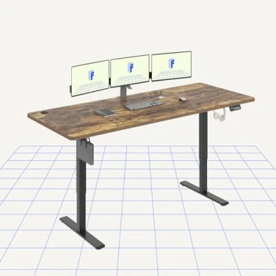 Immagine di FlexiSpot Scrivania elettrica regolabile in altezza, 200 x 80 cm, controllo manuale con memoria, rialzabile per computer, ufficio e casa (marrone)