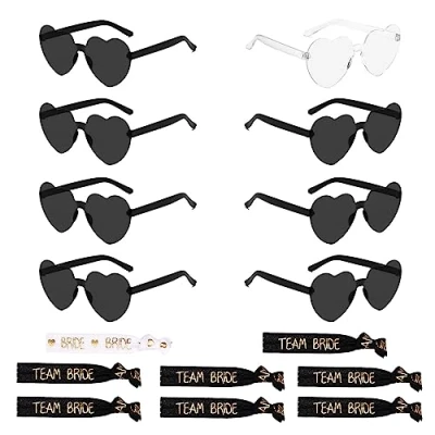Immagine di 8 Pezzi Occhiali Team Bride,8 Braccialetti Addio Al Nubilato,Occhiali Nubilato Sposa,Occhiali Bride To Be,Bride Be Gadget,Team Gadget,Bride per Festa di Compleanno