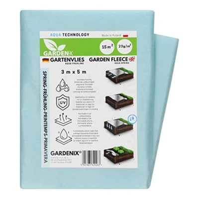 Immagine di GARDENIX® 15 m² Primaverili in Tessuto Non Tessuto, Telo antigelo per Piante, di Alta qualità, Stabilizzazione UV, È immediatamente permeabile all&#039;Acqua (3m x 5m)