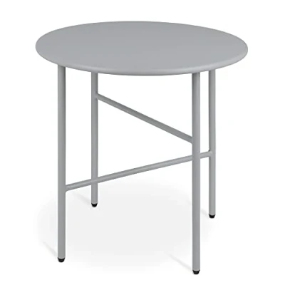 Immagine di bomoe Tavolino rotondo in metallo grigio Ø 44 cm Piano del Tavolo resistente ai graffi da salotto stabile giardino leggero per interni ed esterni Comodino Camera letto Finn