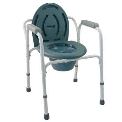 Immagine di Mobiclinic®, Sedia con WC per anziani, coperchio, Secchio estraibile, Regolabile in 5 altezze, Modello Arroyo, Piedini antiscivolo, Braccioli, Supporta fino a 100 KG, WC, Acciaio
