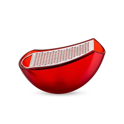 Immagine di Alessi Parmenide AARU01 R Grattugia con Raccoglitore di Design, in Resina Termoplastica e Acciaio Lucido, Rosso
