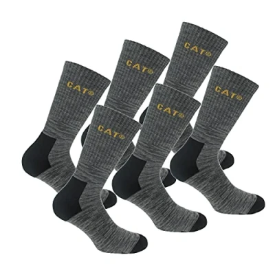Immagine di CAT Caterpillar Boot Socks 6 Paia di calze in cotone elasticizzato, punta e tallone rinforzati, adatte per stivali (Antracite, 39 42)