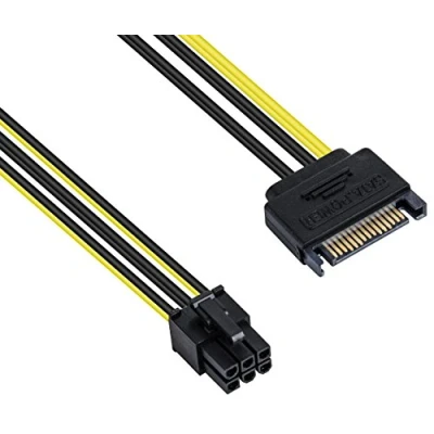 Immagine di POPPSTAR Cavo di alimentazione per schede grafiche PCI Express (lunghezza 20 cm) Connettore Sata da 15 pin (w) a PCIe 6 (m)