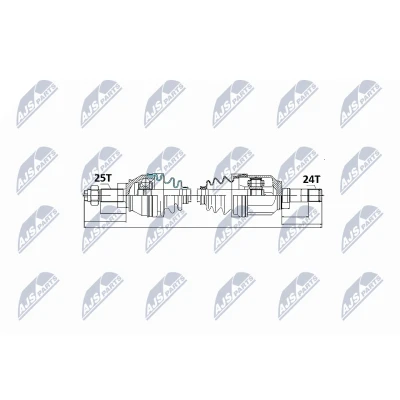 Immagine di NTY NPW FT 016 Albero motore / Semiasse Assale anteriore Sx 614 FIAT: Grande Punto Hatchback, Doblo I Cargo, Station Wagon