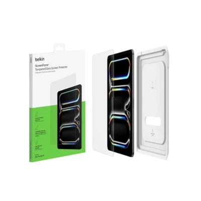 Immagine di Belkin ScreenForce TemperedGlass Proteggi schermo per iPad Pro 13&#039;&#039;, vetro temprato con durezza di 9H, spessore 0,33 mm, antigraffio, installazione facile, compatibile custodie e Apple Pencil