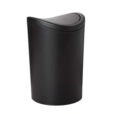 Immagine di Tatay Pattumiera da Bagno con Coperchio Ribaltabile, Capacità 6L, Realizzata in Polipropilene, Senza BPA, Colore Nero. Misura 19 x 28 cm