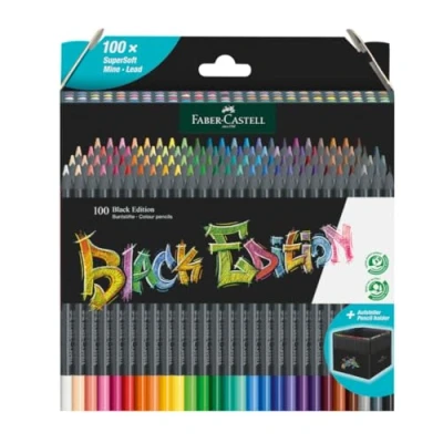 Immagine di Faber Castell 116411 Matite colorate Black Edition, astuccio in cartone da 100 pezzi, infrangibile, per bambini e adulti