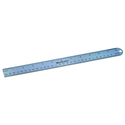 Immagine di Westcott e 14175 00 Righello in alluminio, infrangibile, 30 cm, scala cm pollici, blu