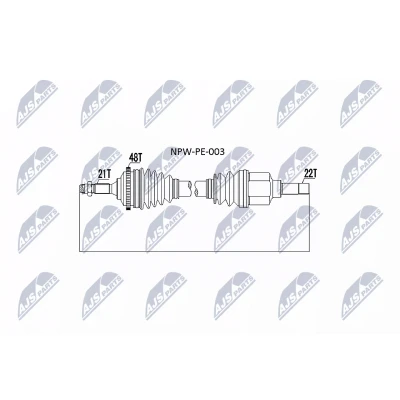 Immagine di NTY NPW PE 003 Albero motore / Semiasse Assale anteriore Cambio manuale PEUGEOT: 206 Hatchback