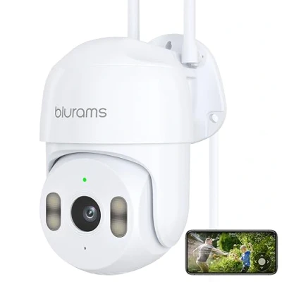 Immagine di blurams Telecamera Wi Fi Esterno 2K,Telecamera 360,PTZ Videocamera Sorveglianza con Visione Notturna a Colori,IP66 Impermeabile,Audio Bidirezionale,Rilevamento del movimento