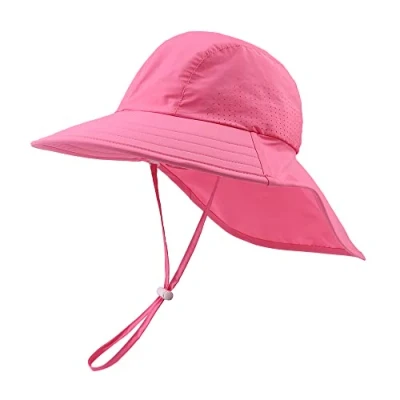 Immagine di XIAOHAWANG Cappello da Sole per Bambini Spiaggia con Protezione dai Raggi UV e Ragazzi (Rosa Rossa, 46)