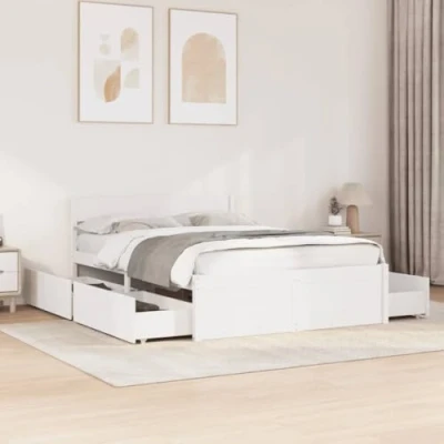 Immagine di vidaXL giroletto con Cassetti Bianco 140x190 cm Legno Massello di Pino, cassetti, arredo camera da letto, letto contenitore