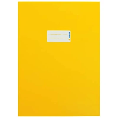 Immagine di HERMA 19746 copertina per quaderni, formato A4, in cartone giallo, con etichetta carta robusta e extra resistente, quaderni scolastici, colorata