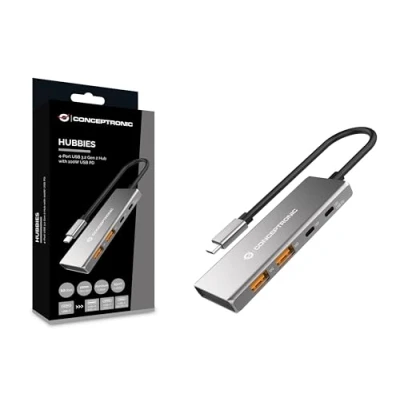 Immagine di CONCEPTRONIC HUBBIES15G 4 porte USB 3.2 Gen 2 Hub, 10 Gbps, C x 2, A 100 W PD, alloggiamento in alluminio