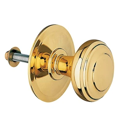 Immagine di Amig Pomello mod. 15 Ottone massiccio dorato intagliato con finitura lucida per porte esterne di ingresso Diametro maniglia Ø70 mm · Altezza 77 Include vite e dado fissaggio