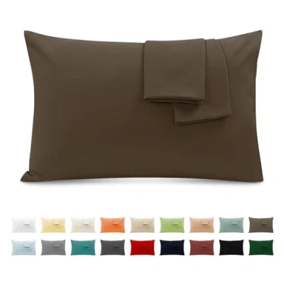 Immagine di Federe Cuscini Letto Matrimoniale Cotone 50x80 cm 2 PCS, Set Certificato Oeko TEX in Premium 110GSM, Morbida e Traspirante, Ipoallergenica Marrone Chiaro