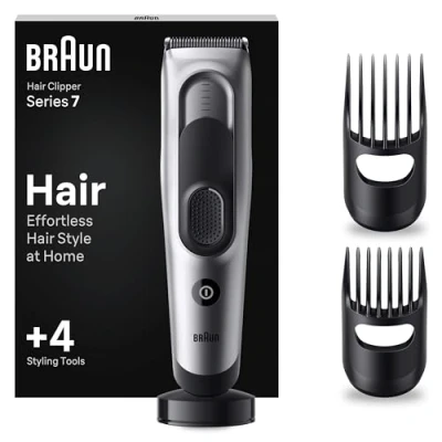 Immagine di Braun Series 7 TAGLIACAPELLI UOMO, Con 17 Impostazioni Di Lunghezza, Sistema Memoria Safetylock, lame Ultra Affilate, 2 Pettini, Batteria Ni Mh 50 Minuti Autonomia, Idea Regalo, HC7390