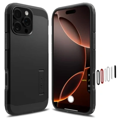 Immagine di Spigen Cover per iPhone 16 Pro Max, Tough Armor T (AI) MagFit [Copertura abilitata il Controllo fotocamera] Compatibile con MagSafe Nero