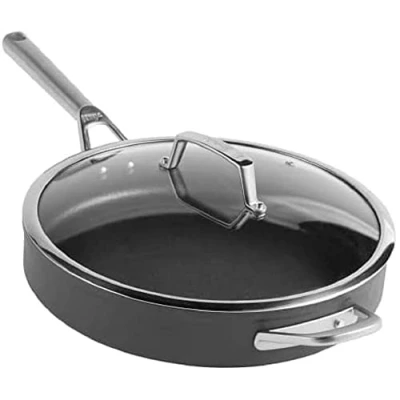 Immagine di Ninja ZEROSTICK Premium Cookware C30130UK Padella con coperchio in vetro, lunga durata, antiaderente, alluminio anodizzato duro, compatibile induzione, lavabile lavastoviglie e