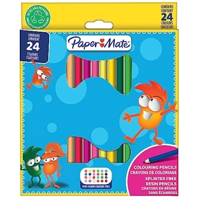 Immagine di PAPER MATE Matite Colorate per Bambini, Già Temperate, Colori Assortiti, 24 Pezzi