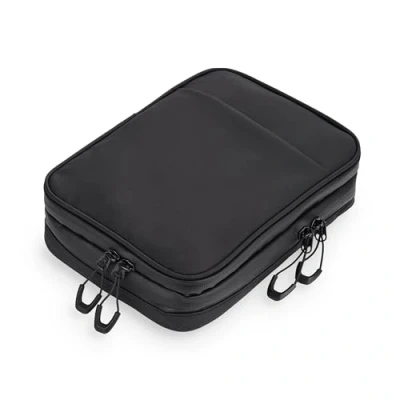 Immagine di Borsa de cavi con 2 scomparti cerniera TROIKA BLACK CONNECTED interni tasche a rete e cinghie elastiche per gli accessori (Every Day Carry) 1 scomparto esterno