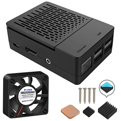Immagine di GeeekPi Custodia per Raspberry Pi 3 Modello B+, con ventola di raffreddamento e dissipatori calore 3PCS 3/2 B (non includere scheda Pi) (nero)
