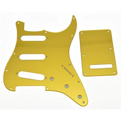 Immagine di KAISH Battipenna a 11 fori ST/Strat Style HSS Pick Guard con piastra posteriore ST Tremolo Trem copertura per USA/Messico Stratocaster/Stratocaster Gold Mirror 1 strato