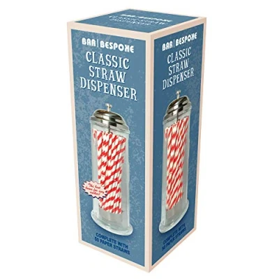 Immagine di Bar Bespoke Distributore di cannucce classico completo 50 carta. Anche un barattolo disinfettante